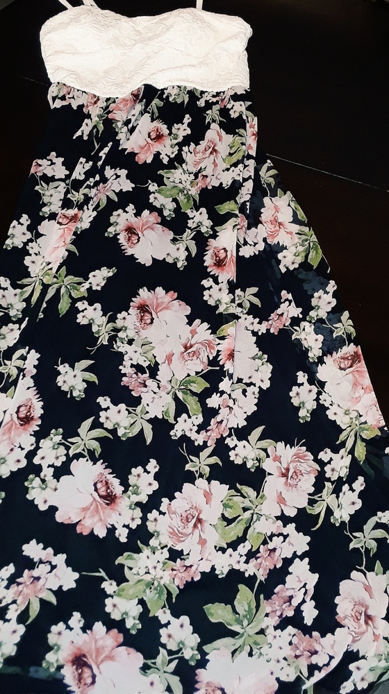 Floral black and white lily rose strapped dress